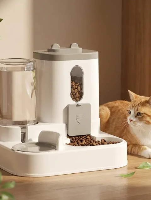 2 in1 Easy Self Feeding Food Water Dispenser Bowl Dog Cat Bottle