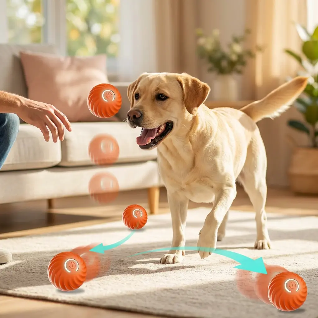 Dog Playing with Bouncing Ball