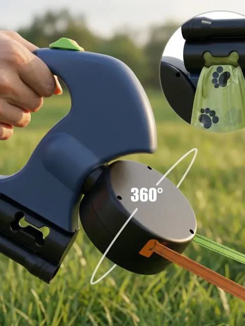 Dual Retractable Dog Leash with LED Flashlight