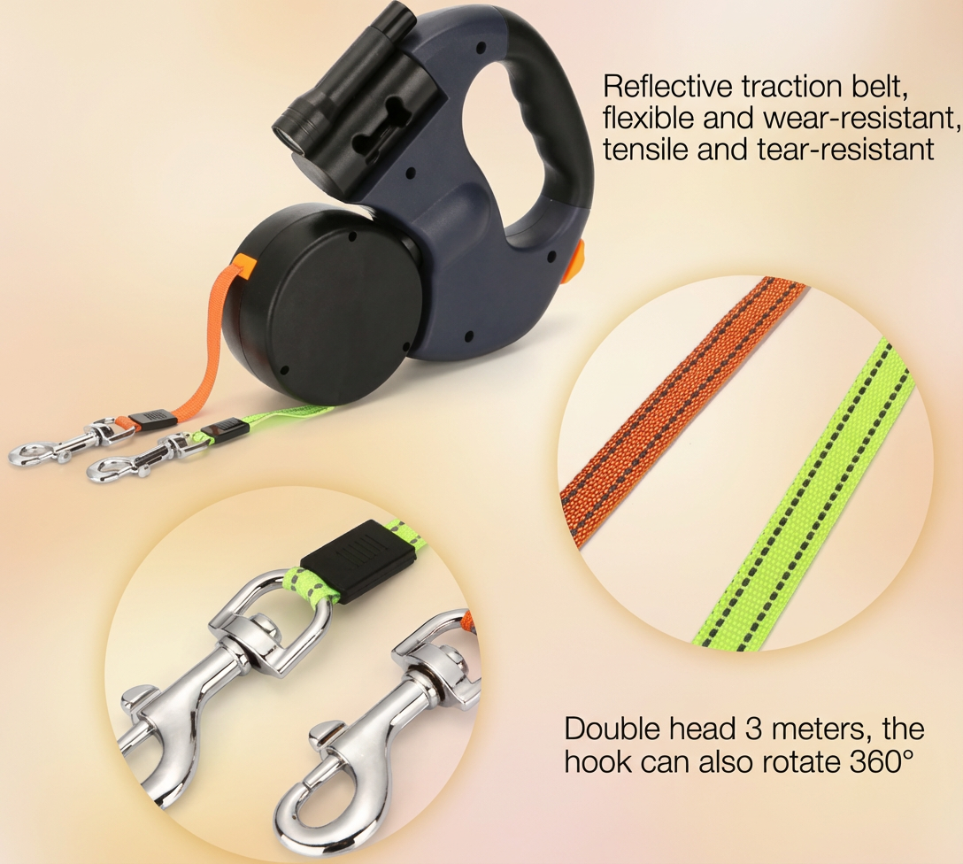 Tangle Free Dual Dog Leash Reflective