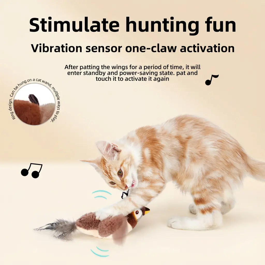 Interactive Cat Bird Toy Flapping