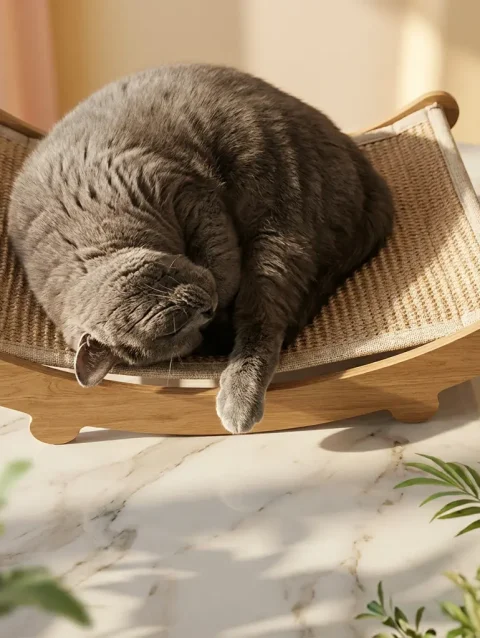 Premium Wooden Cat Scratcher Bed (2-in-1 Sisal Lounge)