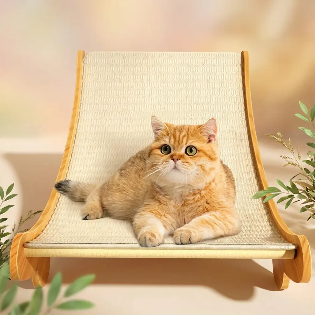 Cat Sleeping on Scratcher Bed