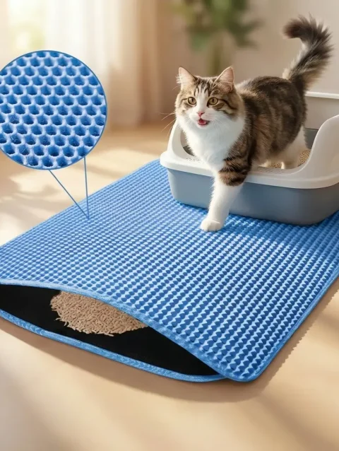 Double-Layer Honeycomb Cat Litter Mat (Waterproof & Urine-Proof)