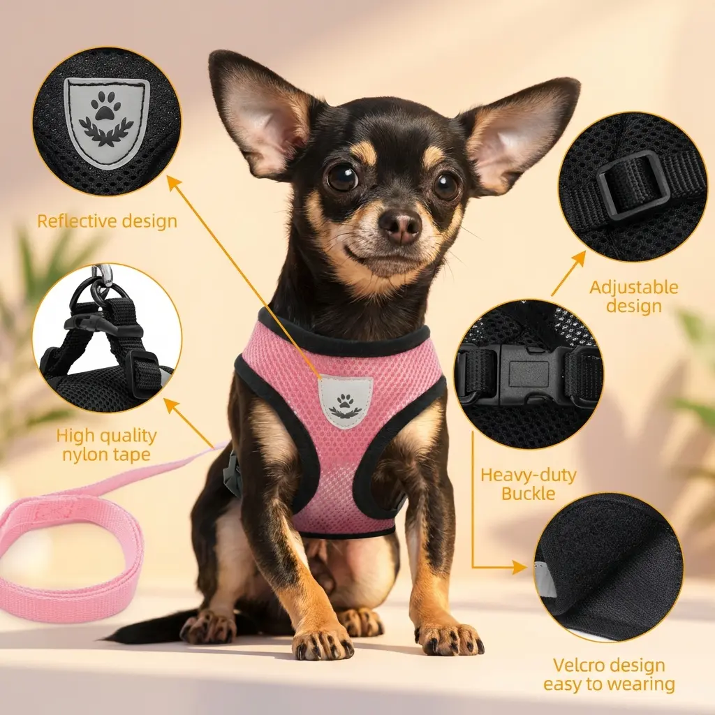 Reflective Harness Features on Small Dog