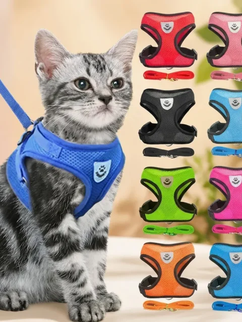 Reflective Breathable Mesh Harness & Leash Set (Cat & Puppy)